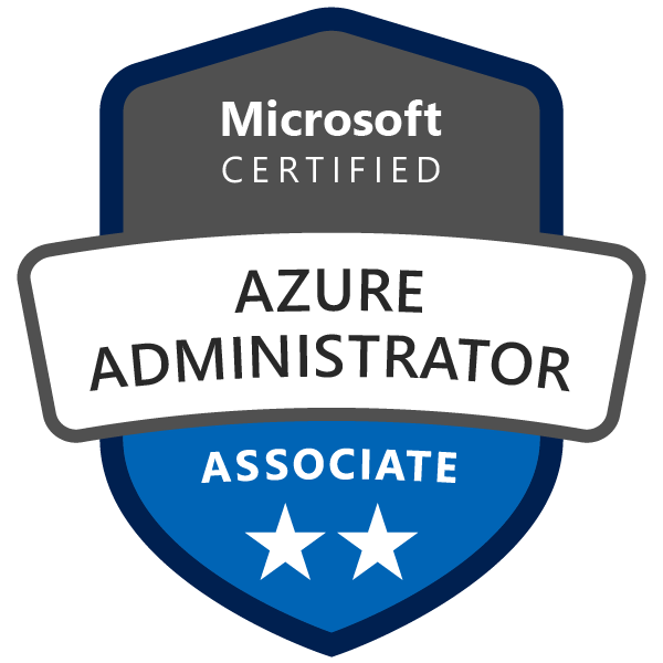 Microsoft Certified Azure Administrator Associate certification badge.