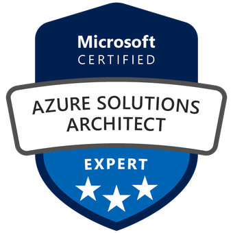 Microsoft Certified Azure Solutions Architect Expert certification badge.