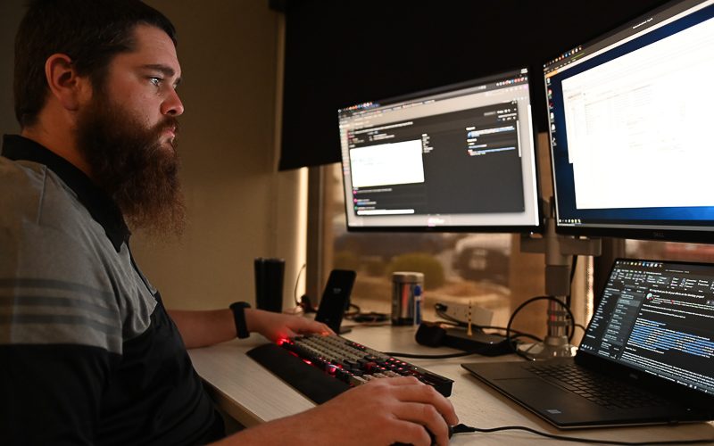 Moonshot employee working at his desk